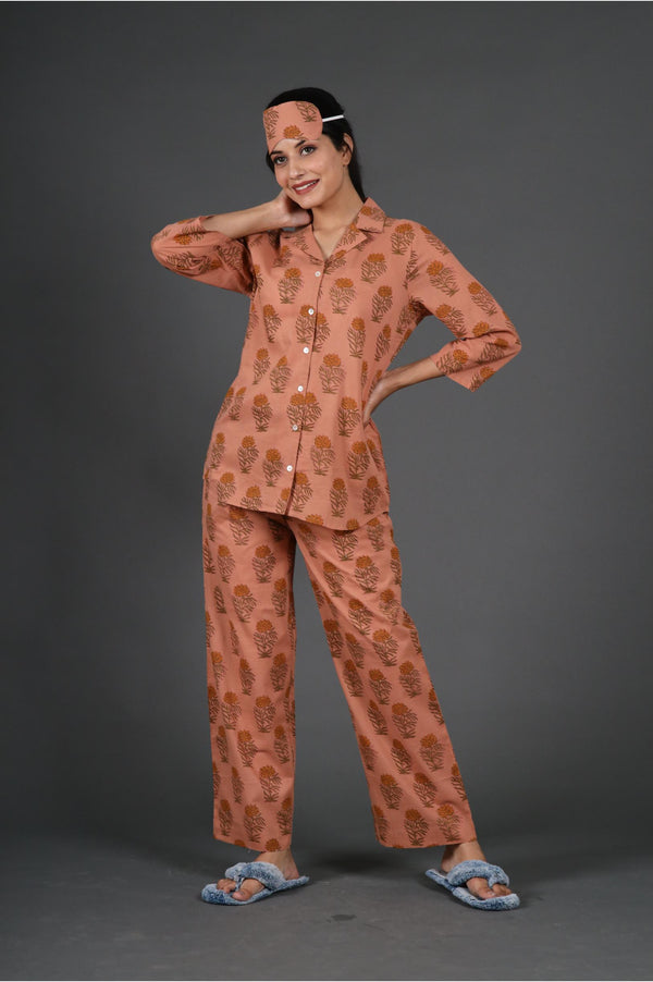 Block Peach Jama Set