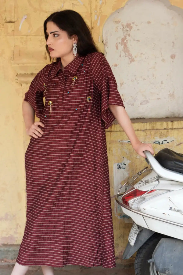 Maroon Meher Stud Dress