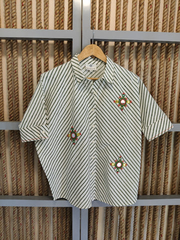 Aina Green Striped Shirt