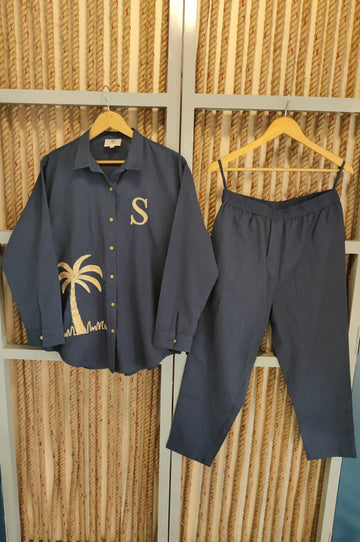 Navy Palm Tree Co-ord Set