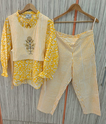 Yellow Vest Shirt Set