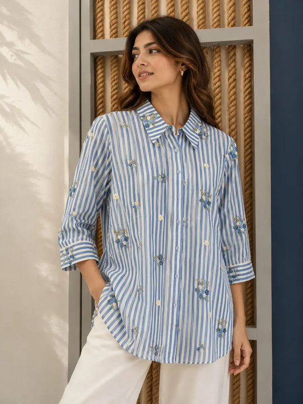 Butti Emb Shirt Blue
