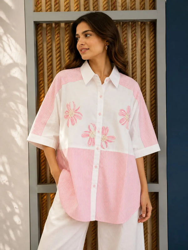 Striped Pink Bloom Shirt
